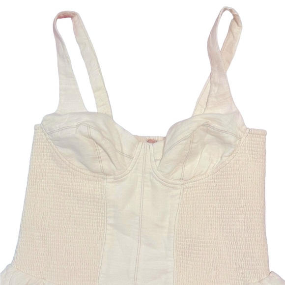 Free People Delilah Nilla Cream Shorts Skirt Romper Corset Smocked NWT New XL - Picture 3 of 11